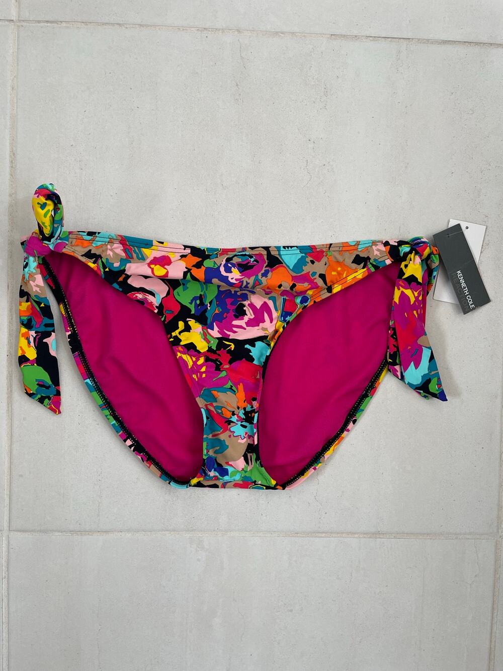 Kenneth Cole Reaction Swim Side Tie Bikini Bottom Floral Swimsuit
